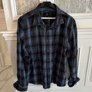 The Men's Store Bloomingdale’s Navy and Black Checkered Shirt